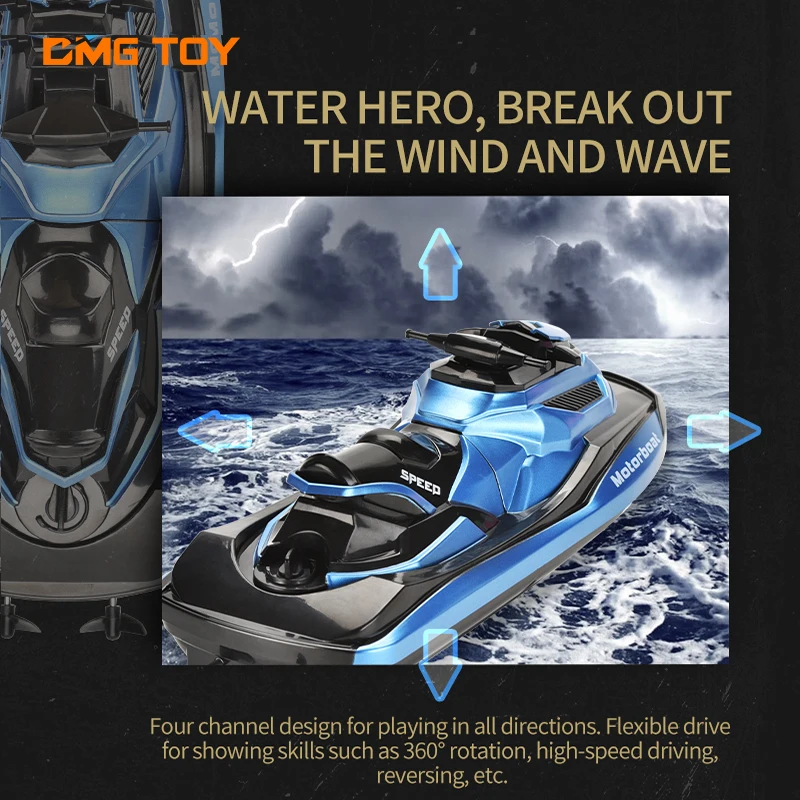 New plastic 2.4g electric long distance high speed yacht racing ships remote control motor boat rc motorboat toys