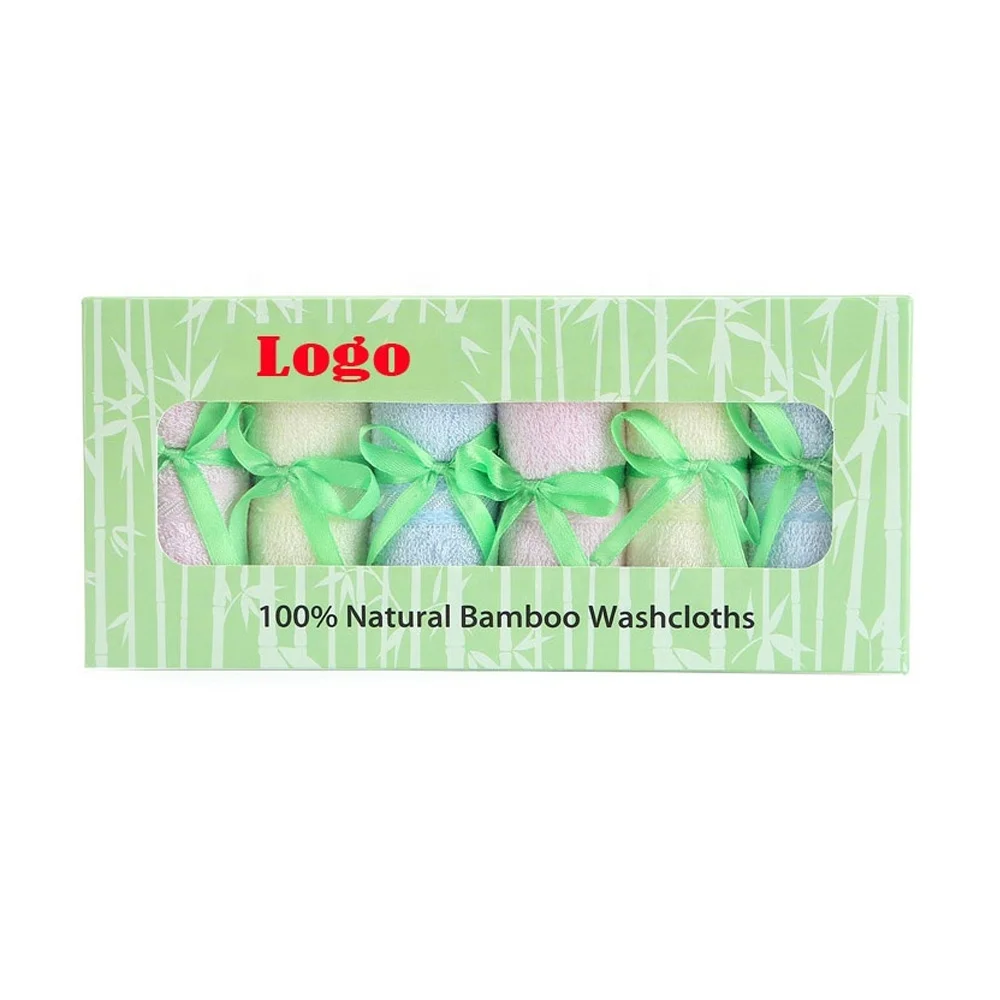 Factory custom Soft 100% Natural Organic Bamboo 6 Pack Bamboo Baby Washcloths