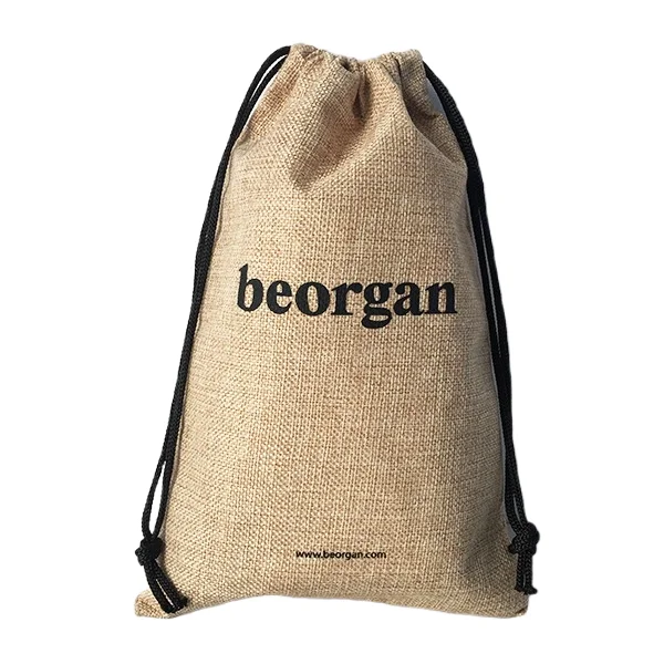 Manufacturers Custom Logo Printed Colorful Reusable Natural Burlap Hessian Christmas Gift bag Linen Drawstring Jute Gunny