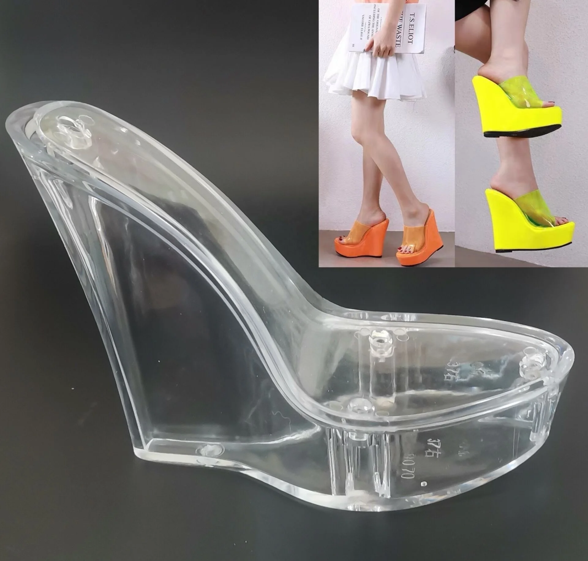 14.5cm woman high heel wedge clear sole for shoe making