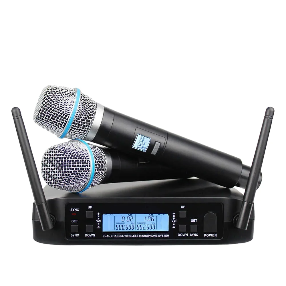 GLXD4 GLXD24 BETA87 BETA87A FM UHF Dual Wireless Microphone System stage performances Dynamic 2 Channel 2 Handhelds