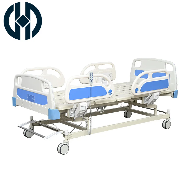 Electric motor Hospital Movable Adjustable Nursing Bed 3 functional high quality hospital bed with ABS guardrail