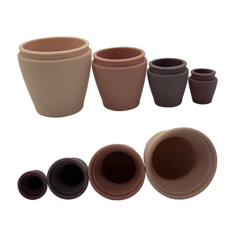 Factory Selling Matryoshka Russian Baby Doll Nesting Stacking Toy 100% Safe Food Grade Silicone Cut Doll Silicone Stacker Toys