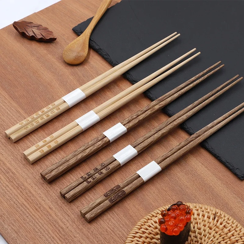 High Quality Custom Engraved Reusable Sushi Chopstick Bulk Japanese Style Bamboo Wooden Craft Chopsticks