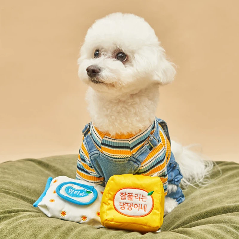 Wholesale Hot Sale Designer Korean Wet Tissue Paper Dog Food Hidden Toy Chew Pet Squeaky Toys