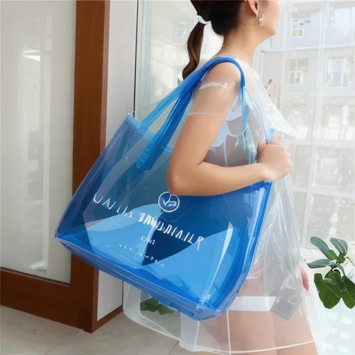 Custom logo large clear transparent bag jelly candy color beach gift PVC shopping tote bag transparent bag for women girls
