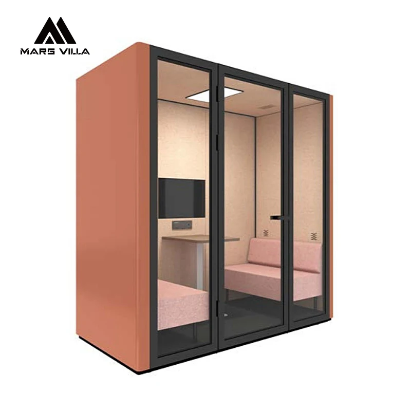 2024 Modern Modular Office Pods Private Soundproof Meeting Cabin with Furniture for Hotels Schools Gyms