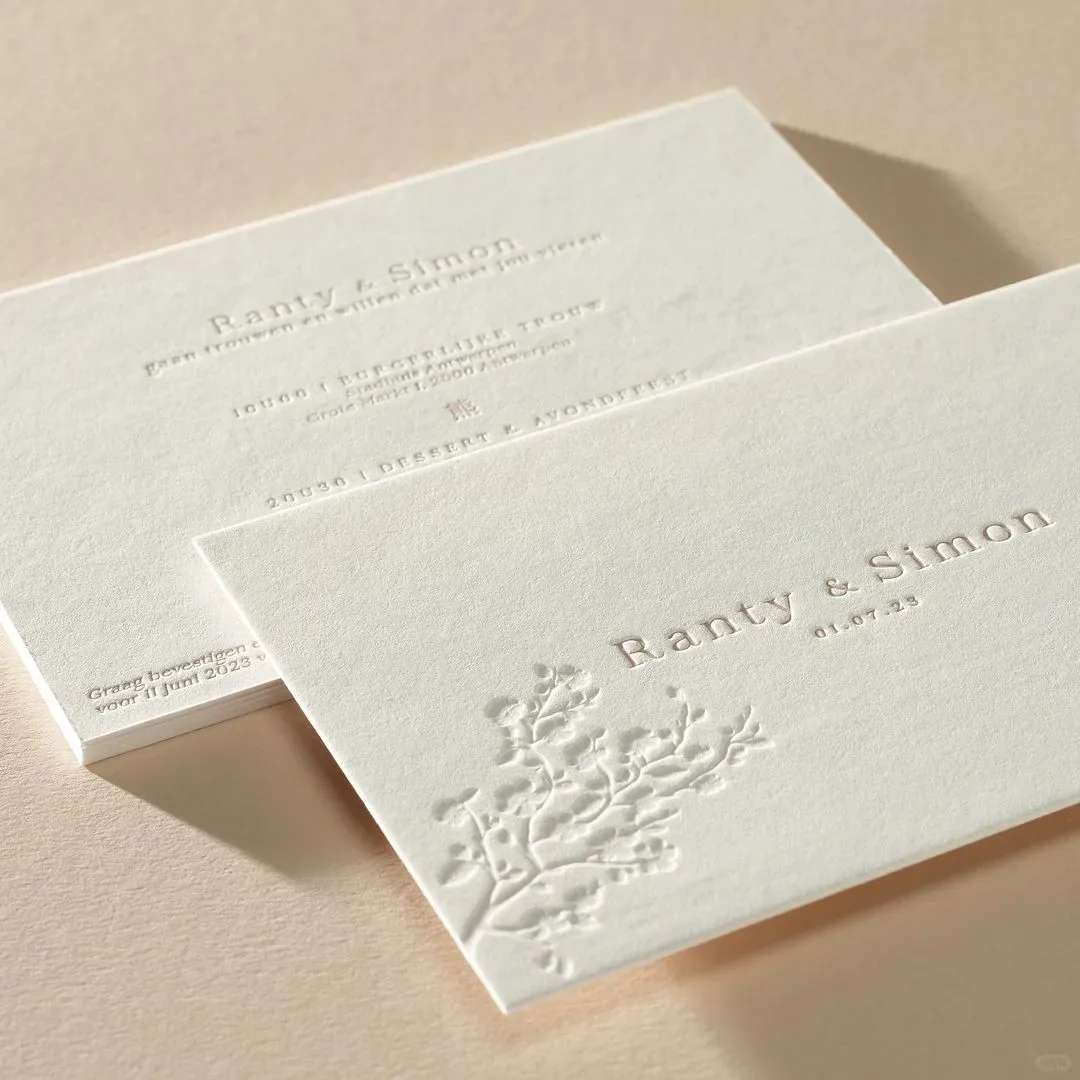 Wholesale Luxury Foil Gold Letterpress Greeting Card Custom Business Card Debossed Thank You Cards With Envelopes