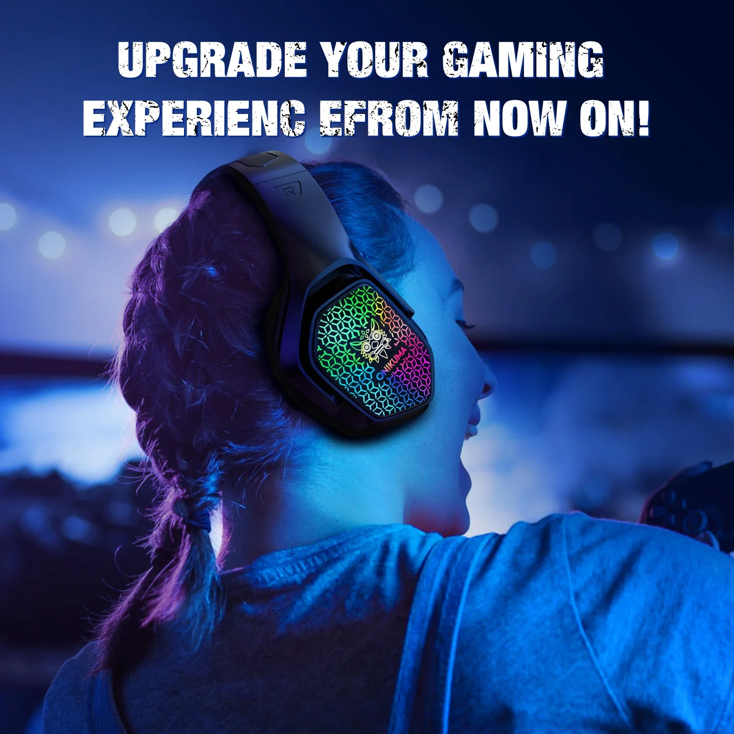 Gaming Headset with Stereo Surround Sound Mic RGB LED Light Noise Cancelling Over Ear Headphones 3.5mm Audio Jack for music Chat
