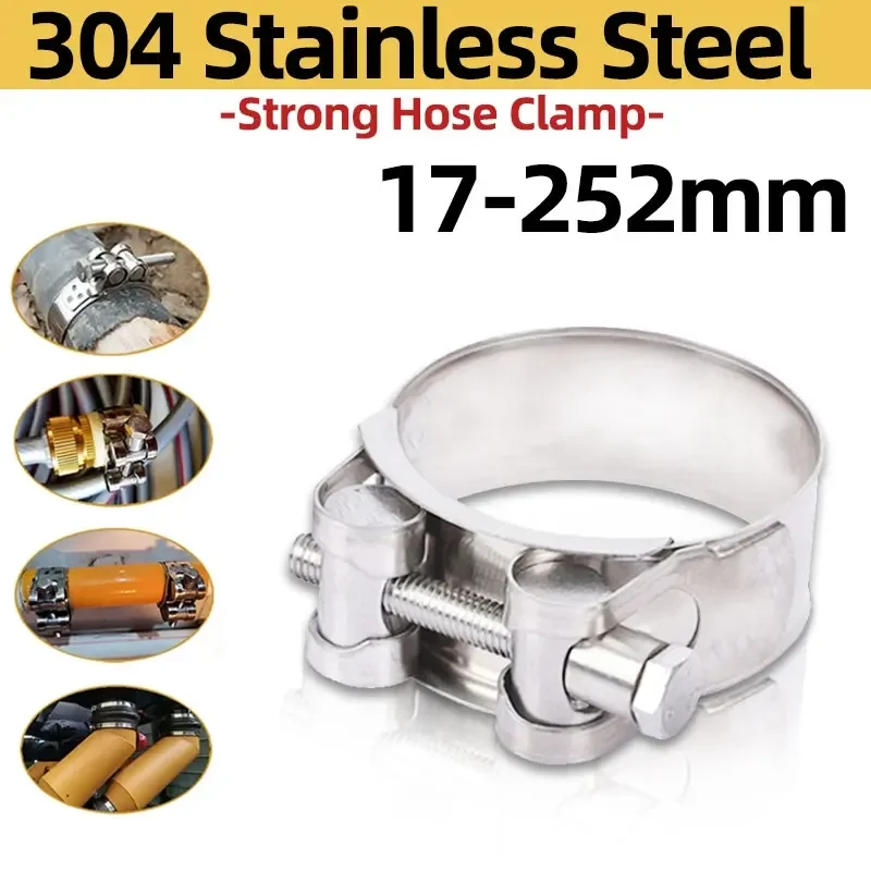 Clamps Adjustable Heavy Duty 304SS Stainless Steel Strong Throat Band Single T Bolt Hose Slot Clamps