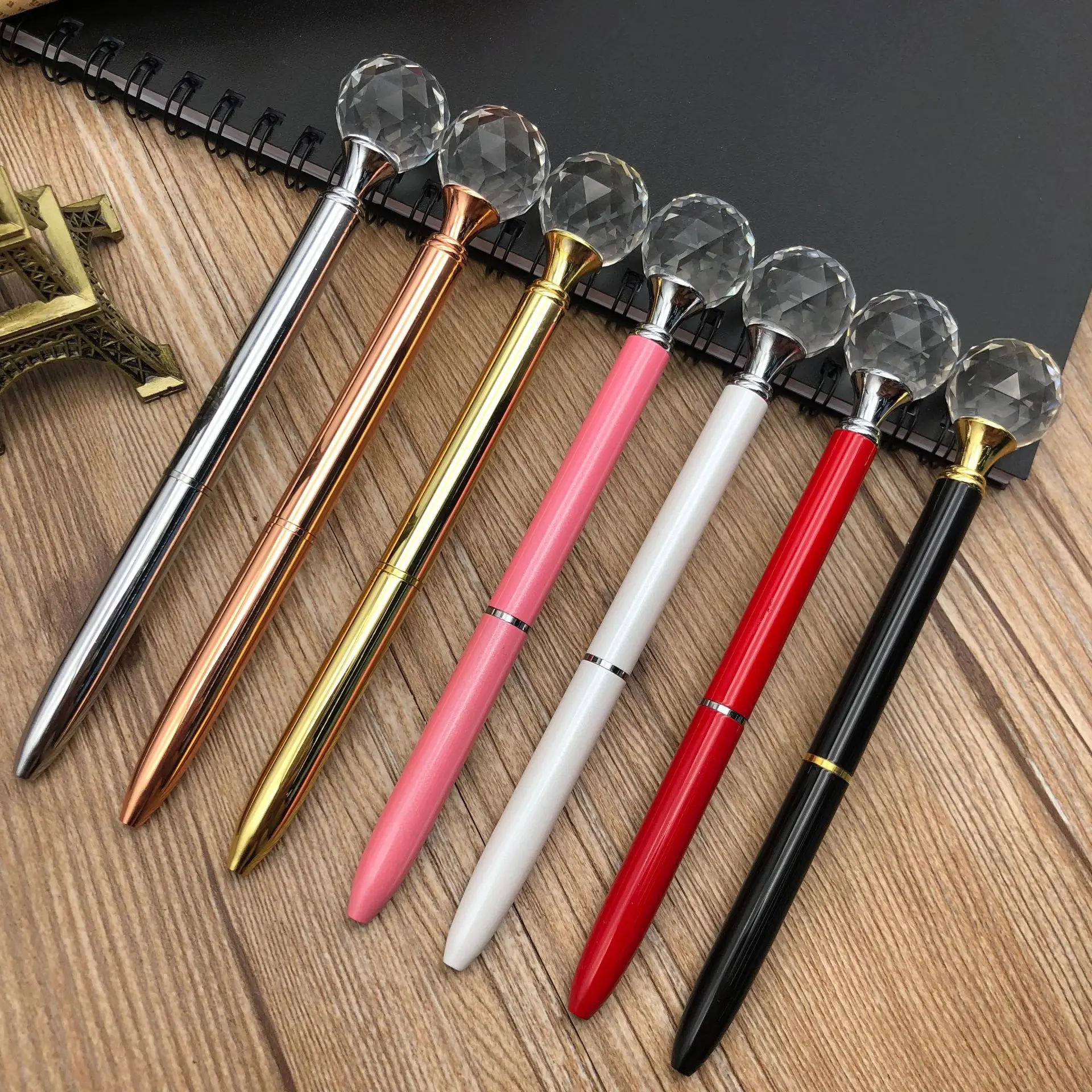 
advertising Promotion custom logo Office stationery Stylus Crystal diamond shape rotating metal ball pen ballpoint pen gift 