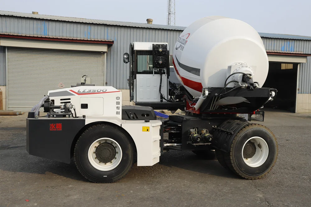 LUZUN 3.5 cubic meters mobile portable self loading cement Concrete Mixer truck  synchronous rotation type