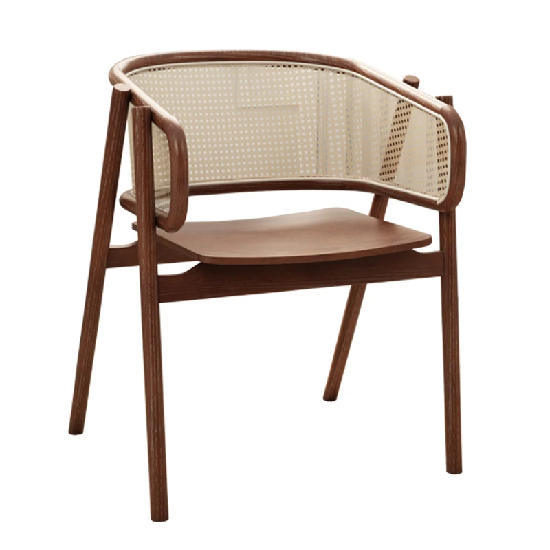 Nordic Dining Chairs Home Living Room Rattan Solid Wood Backrest Chairs Hotel Chairs
