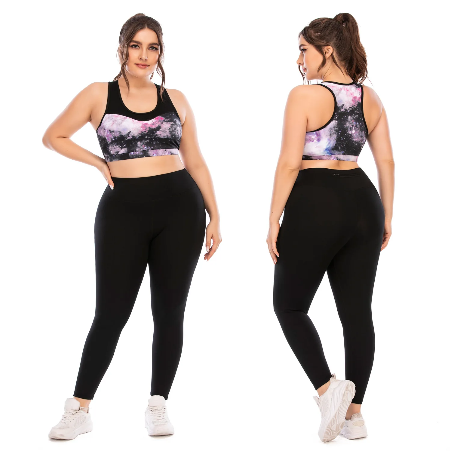 Custom color sport wear  high elastic printing yoga set sportswear  women plus size sportswear gym set
