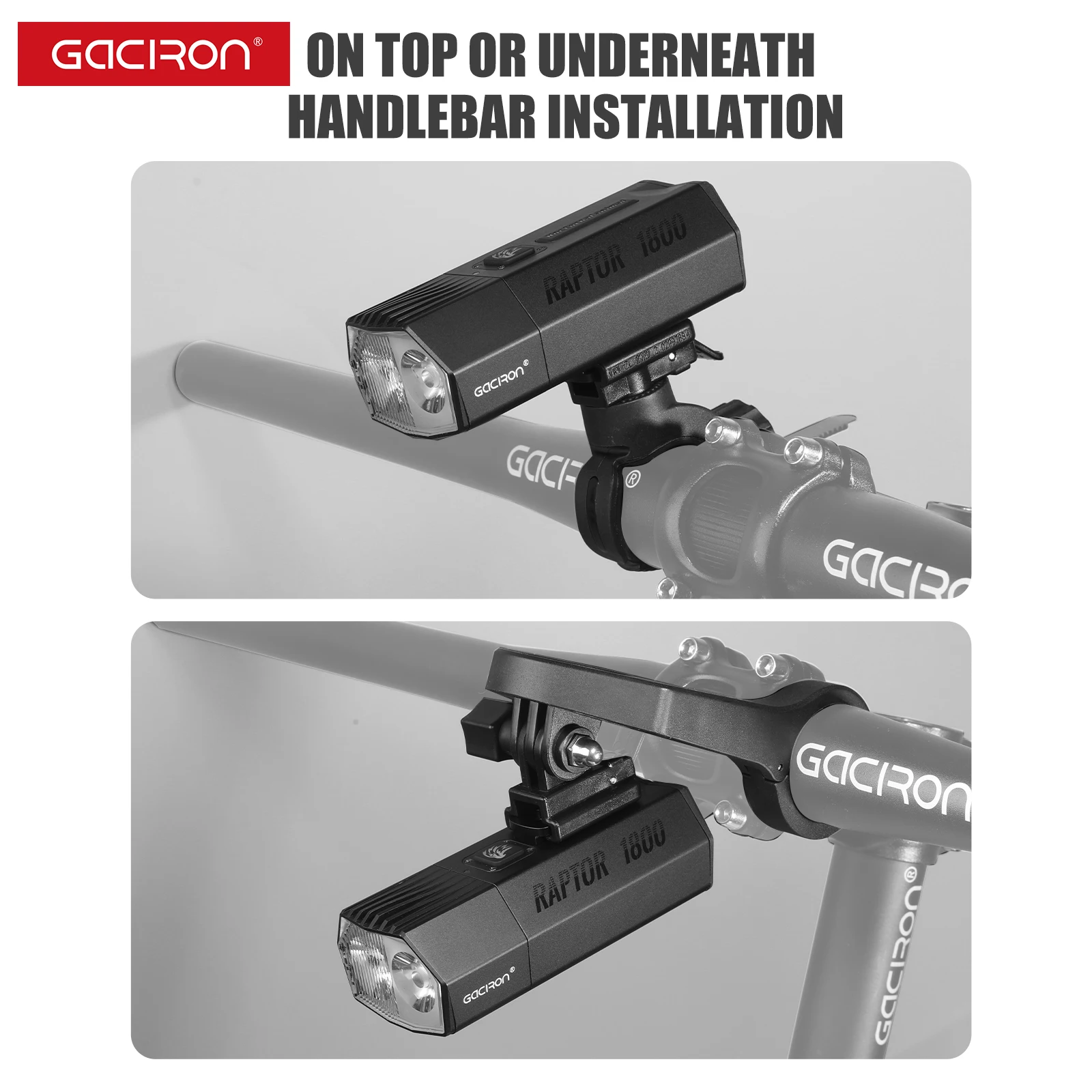 Gaciron Raptor-1800 Lumen Power Bank MTB Off-Road LED Bike Frame Lamp Waterproof Cycling Light Led Bicycle Bike Front Light