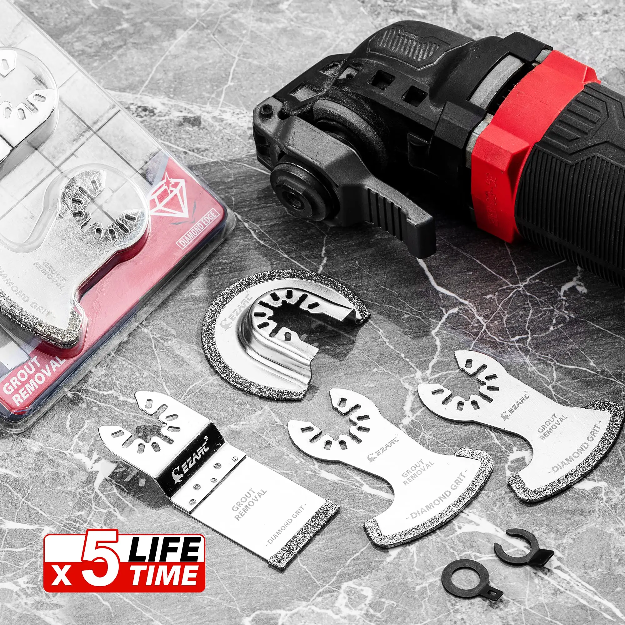 EZARC Diamond Oscillating Tool Blade Set, Multi Tool Mortar Cutting Saw Blades Precise for Grout Removal, 4-Pack