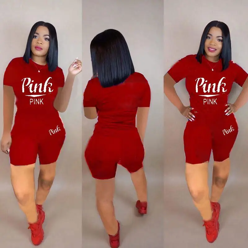 
S6207 Summer 2020 American and American hot style alphabet printing fashion leisure lady set of two pieces 