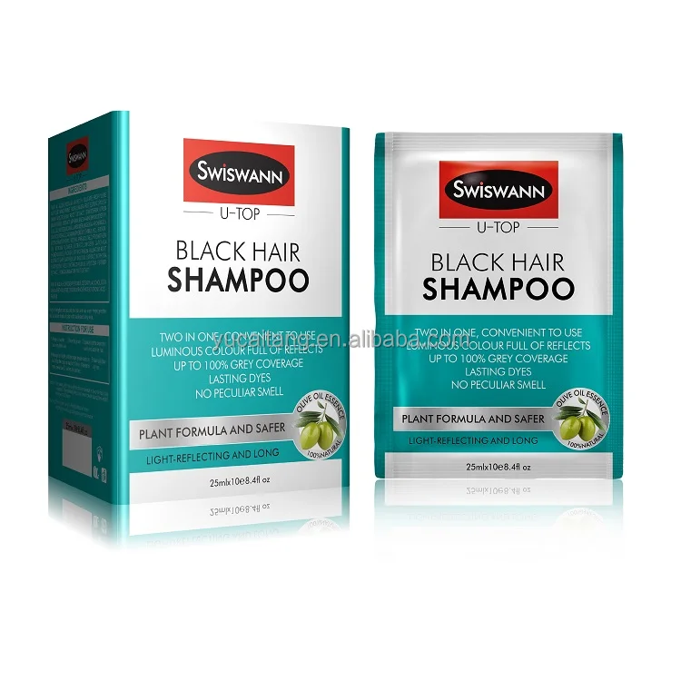swiswann Natural Herbal Black Hair Dye Shampoo 3 in 1 Permanent Gray Ammonia Free Bubble Tinte Cabello Color Cream