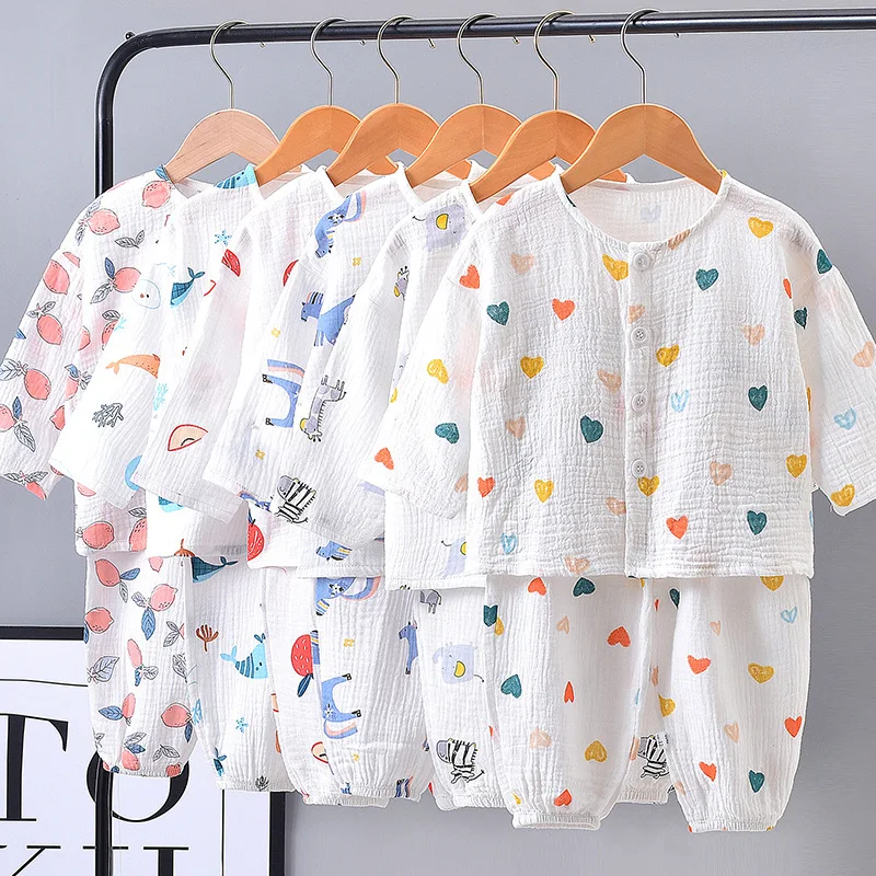 breathable  muslin cotton  and baby set clothing  kids clothes set toddler clothes lounge wear