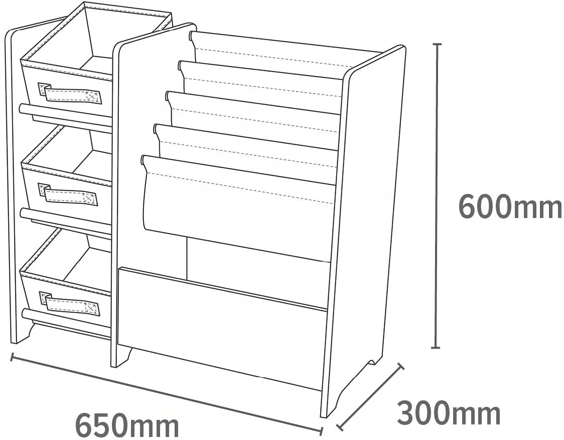 Toffy &Friends WoodenFunctional Kids Multi Bin Toy Organizer Toy Storage Shelf Magazine Shelf