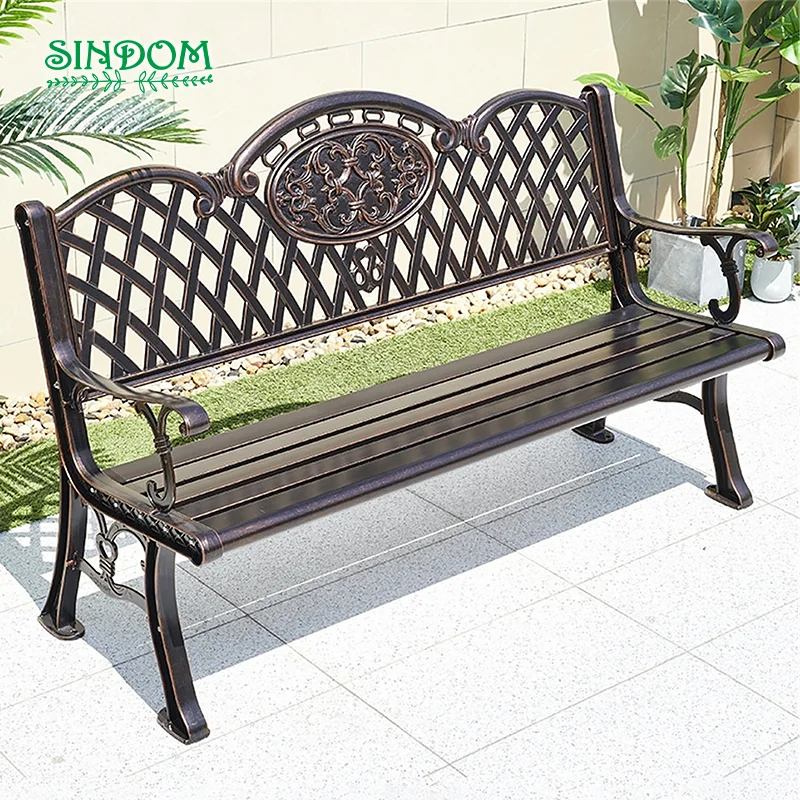 Custom Urban Furniture Garden Outdoor Street Metal Aluminium Chair Decorative Park Long Bench