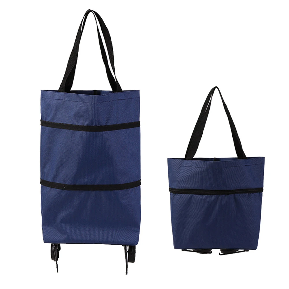 New Style Reusable Foldable Grocery Market Hand Supermarket Store Trolley Women Grocery Totes Folding Shopping Bag With Wheels