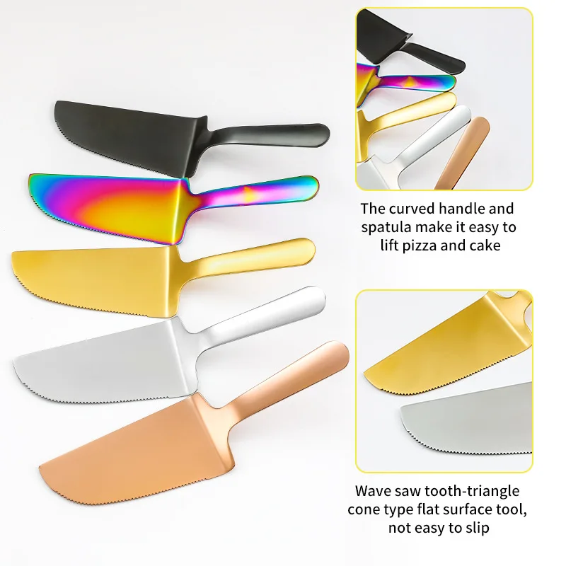 Wholesale Silver Gold Pizza Cake Pallet Knife Stainless Steel Cake Shovel Cutter Knives for Wedding