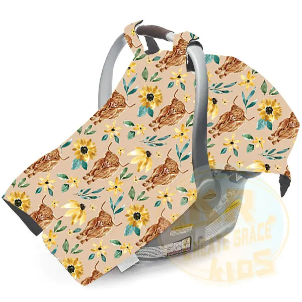 Western Fashion Custom Print Cow Cactus Sunflower Flower Cowboy Infant Baby Cradle Bubble Quilt Blankets