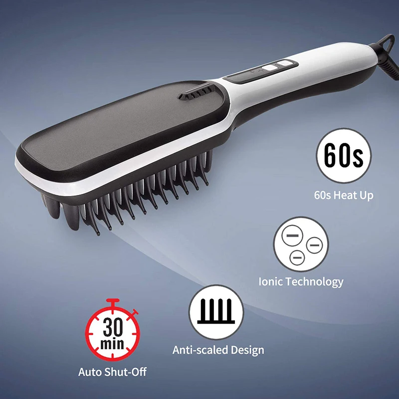 Beard Straightener for Men Ionic Heated Comb Hair Beard Straightening Brush