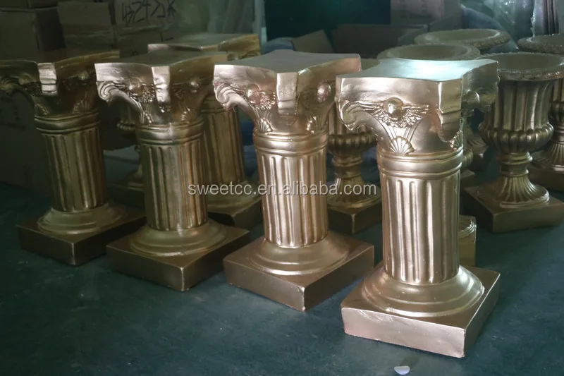 2020 wedding plastic pillar shatter-resistant gold roman column vase for wedding decoration