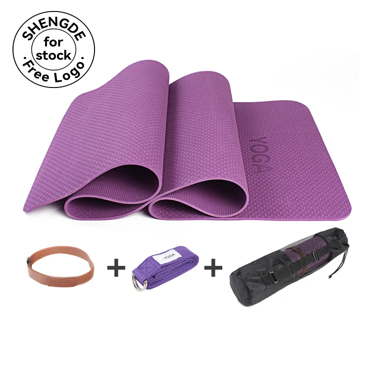 SHENGDE Free Sample Luxury Customised Orange Custom Logo Eco Friendly Pilates Mat Manufacturer 10mm TPE Material Yoga Mat