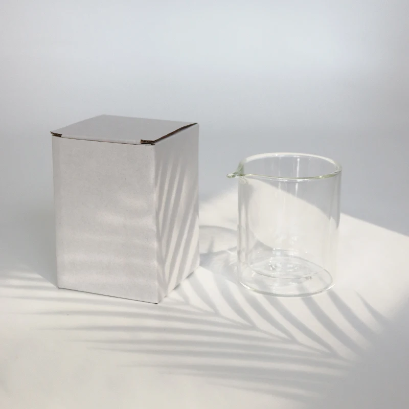 Luxury Round Empty Double Wall Clear Borosilicate Glass Body Essential Oil Massage Candle Jar with Spout