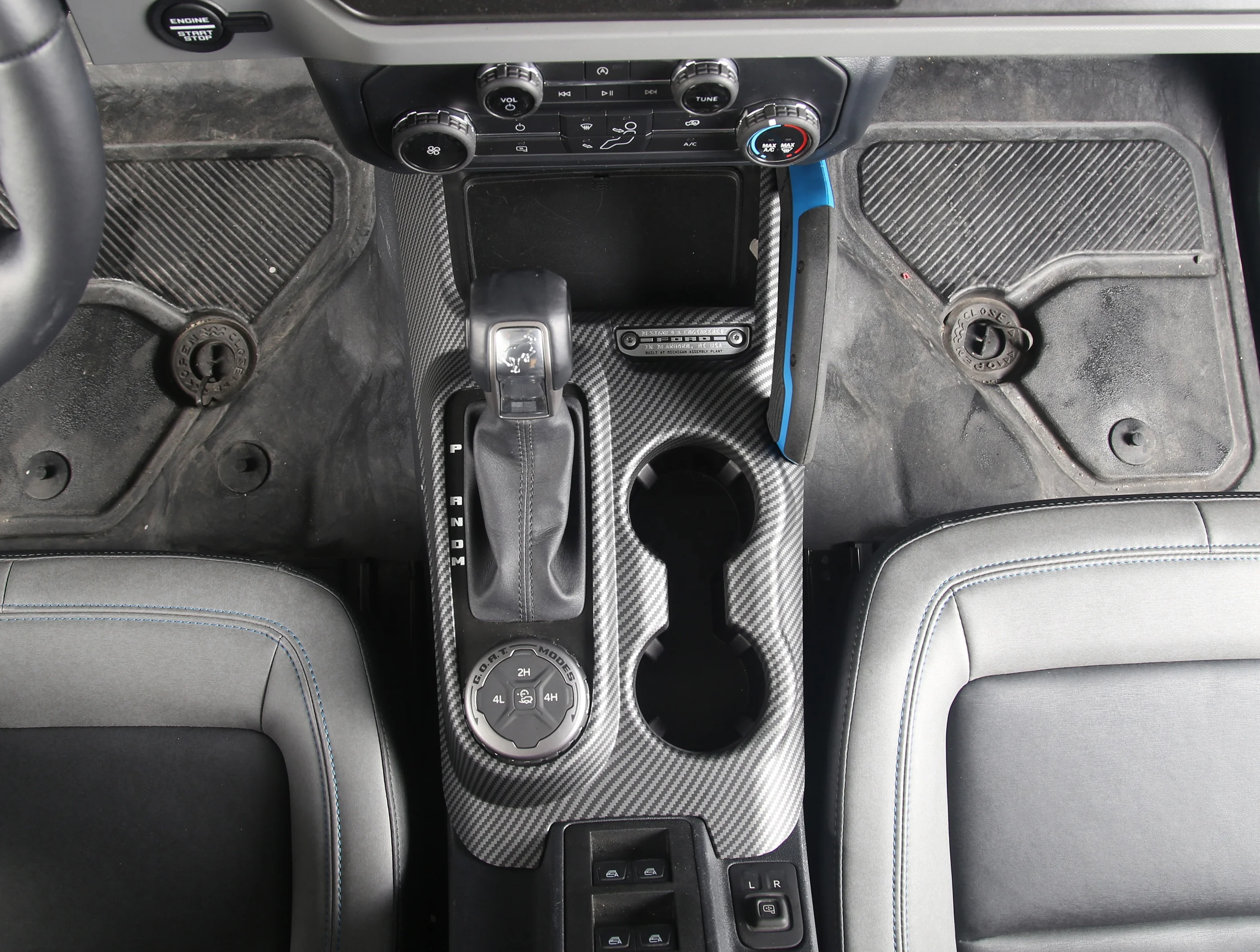 Carbon Style Fiber Gear Shift Panel Trim Cover Sticker Center Console Frame Accessories For Ford Bronco 2021 2022