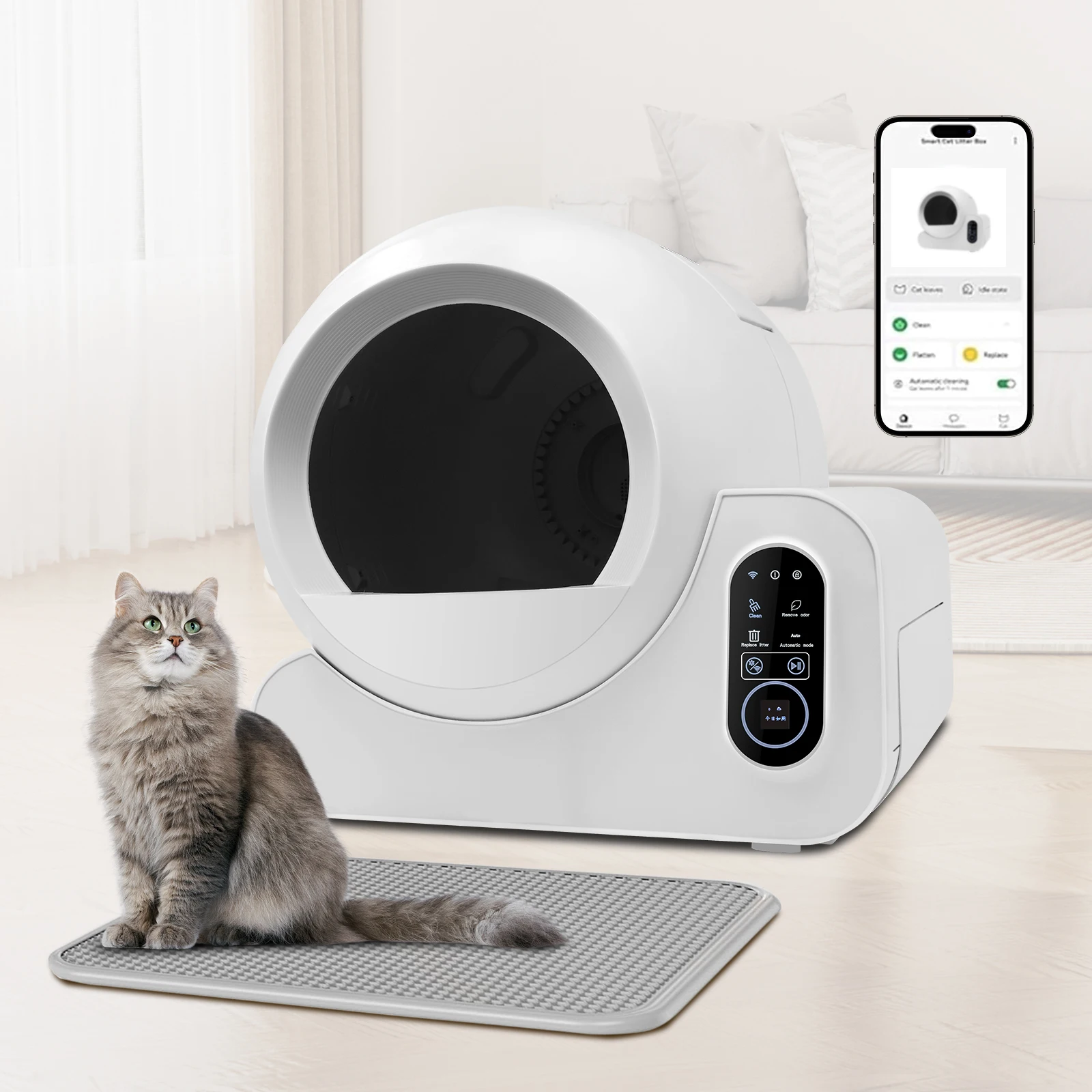 Wholesale APP Control Intelligent Smart Cat Litter Box  Odor-free Smart Self Cleaning with Gravity Sensor Cat Toilet For Cats