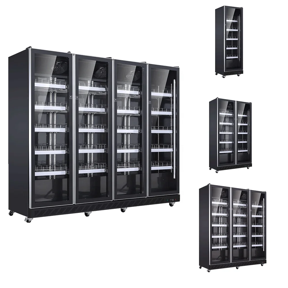 Supermarket Display Refrigerators Upright 3 Door Freezer Commercial