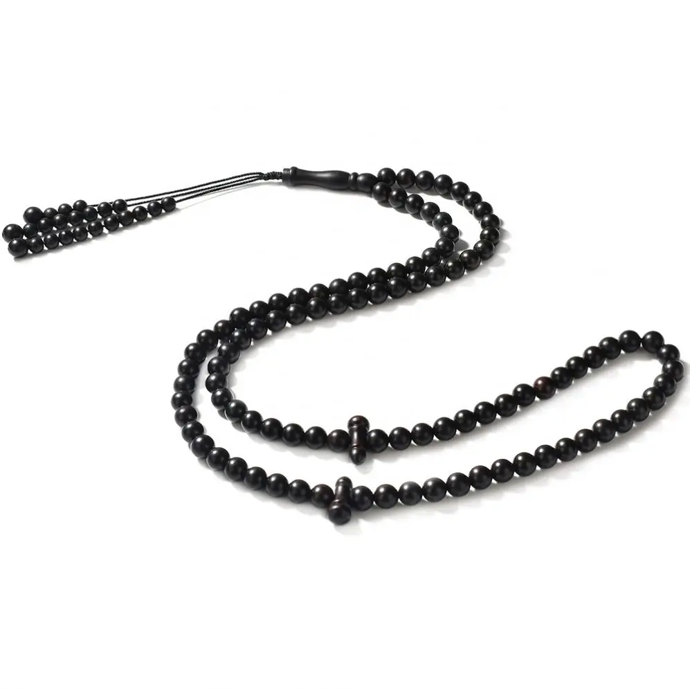 Wholesale Islamic Natural Coc Real Wooden Tasbih Tasbeeh Muslim Beads 99 Ebony Wood Rosary Prayer Beads