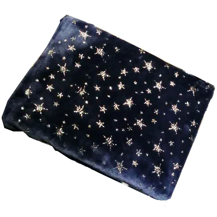 China Manufacturer Bronzing Gold Foil Printed Solid Polyester Flannel Fabric