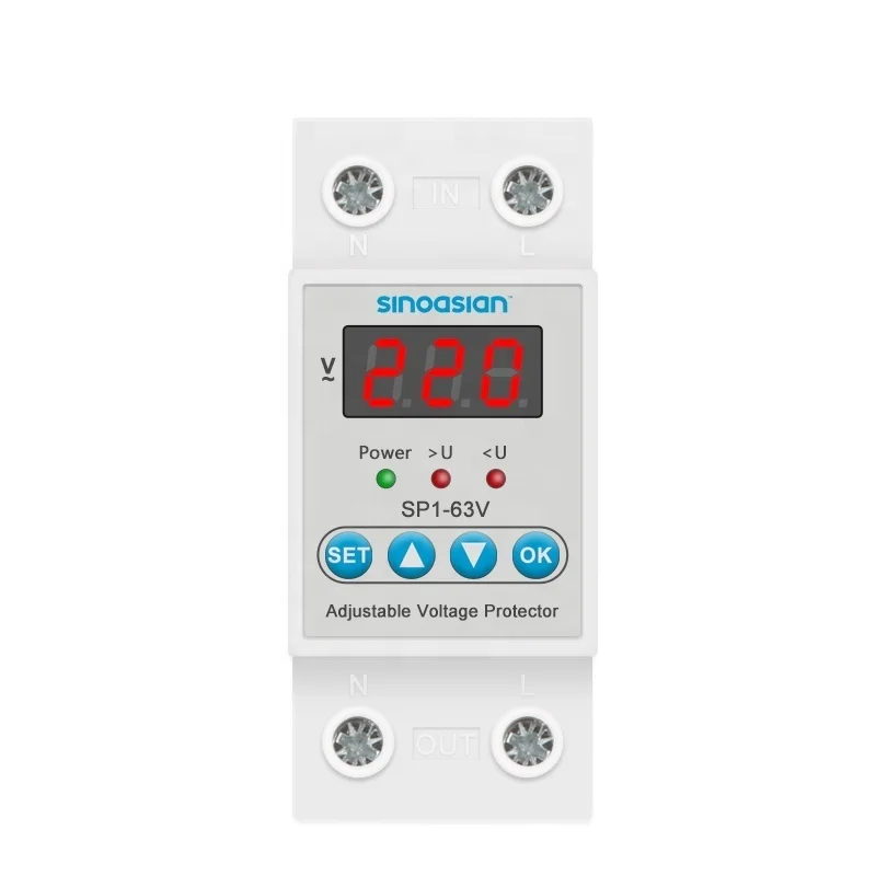 Прямая продажа с фабрики Американская классификация проводов 2р 220/230V 40A din-рейку автоматическое повторное подключение Регулируемая Накладные наушники пониженного напряжения протектор цифровым