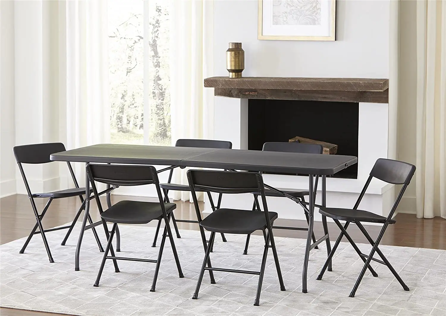 6 Foot Black Color Fold-in-Half Blow Molded Folding Table For Outdoor Plastic Folding Table