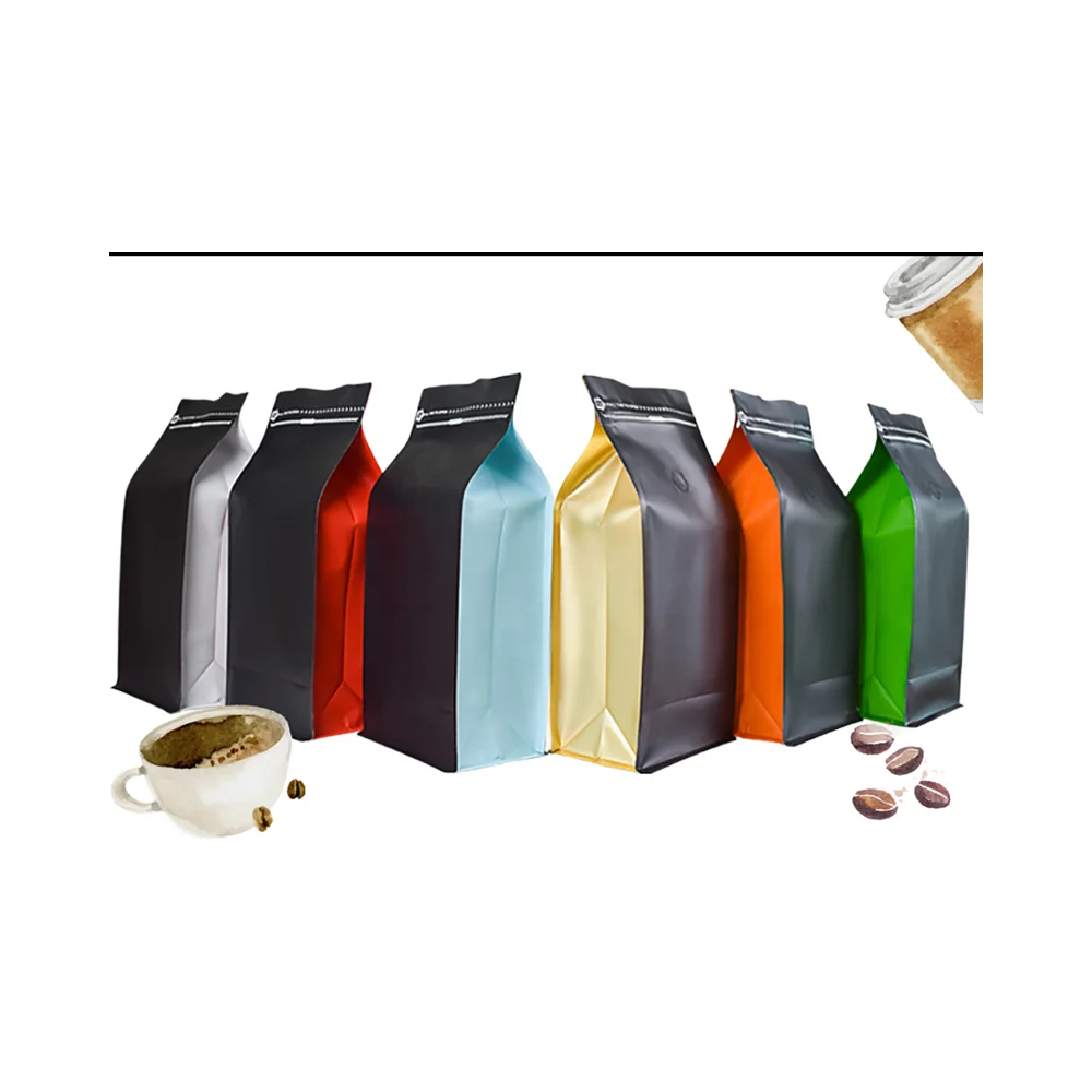 Custom 12oz/5LB Flat Bottom Coffee Packaging Bag 250g/1kg with Valve Zipper Bean Coffee Bean Bag for Food Industrial Use