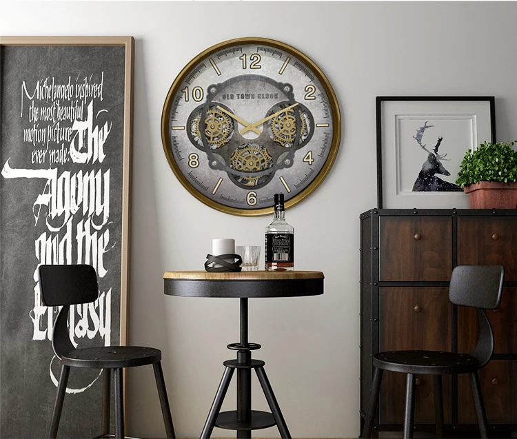 2025 New Round Wall Clock Luxury Style Retro Design Wall Decoration Gear Wall Clock Mechanical Watch