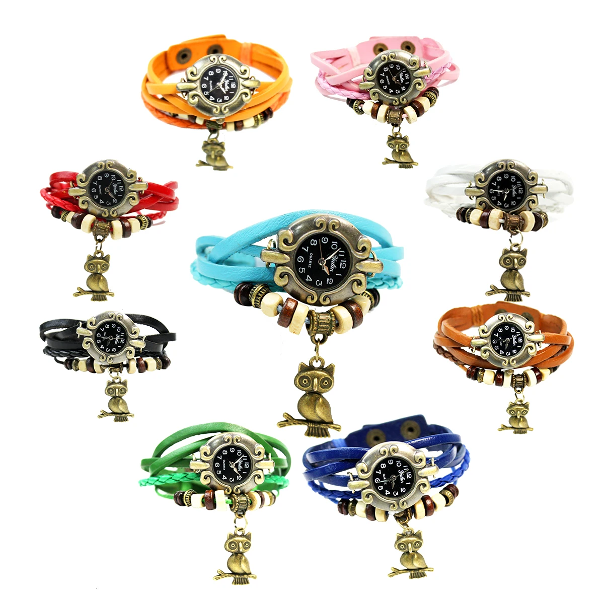 Drop Shipping Vintage reloj de pulsera Clover Watches Women Leather Strap Hot Sell Bracelet Wrist lady bracelet wrap watches