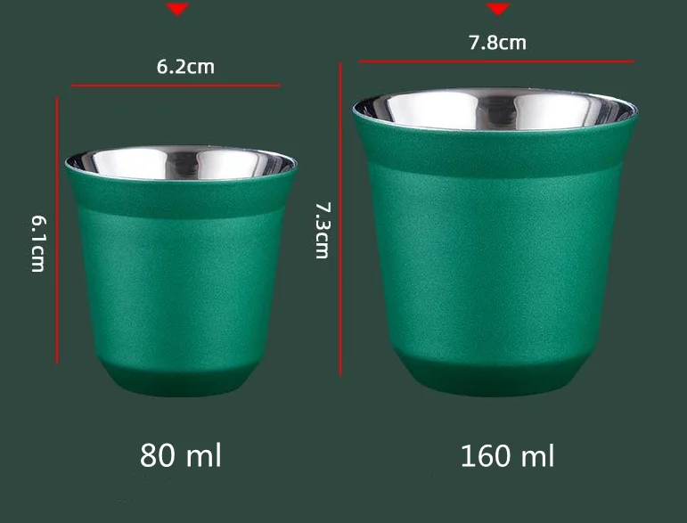 80 мл 304 Подгонянная нержавеющая сталь кофейная чашка эспрессо