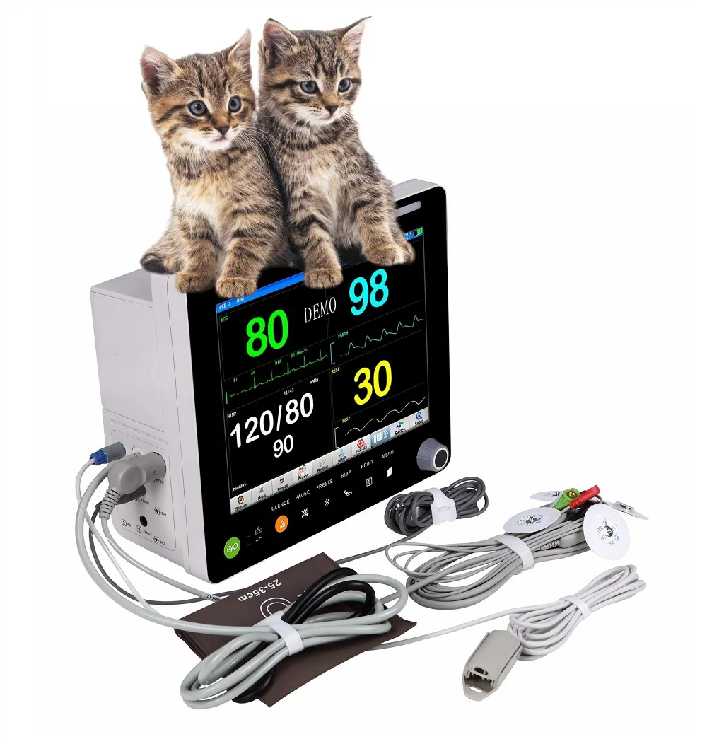 Дешевые ветеринарное образование 15 дюймов портативный пациента настенное крепление дополнительный знак мониторов ЭКГ для контроля за жизненно важными показателями для контроля уровня сахара в крови с Ce