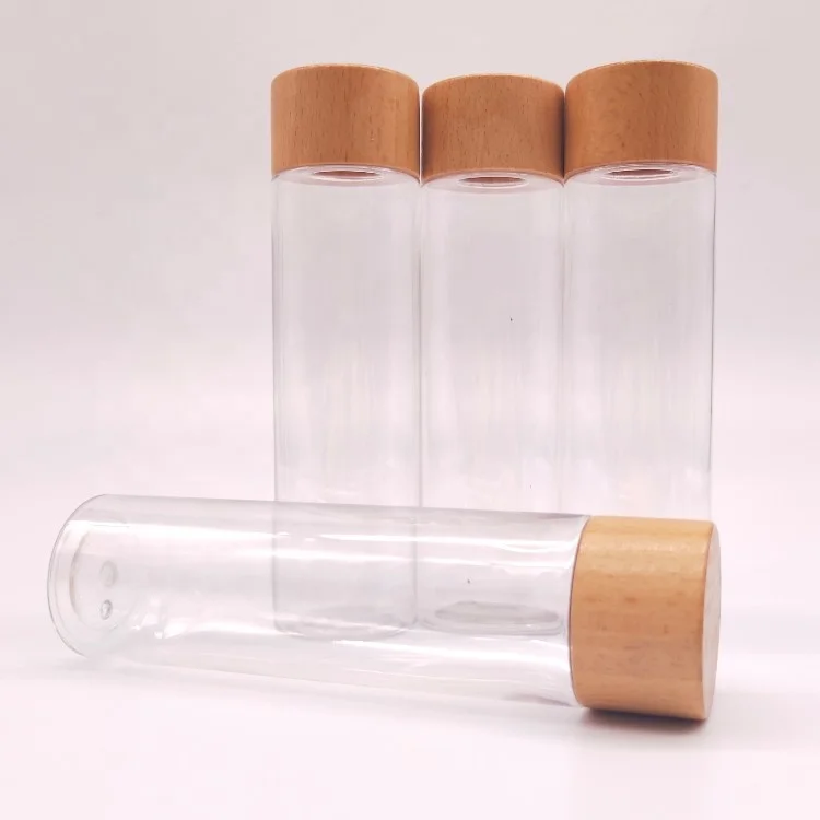 New Design Cosmetic Wooden Cap Special PET Bottle with Seal