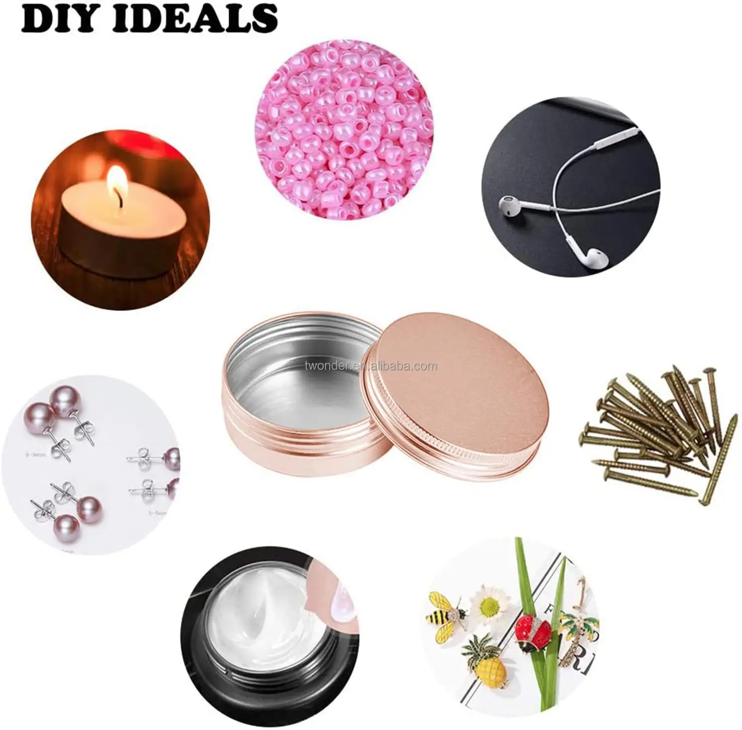 Screw Lid Metal Storage Tins Containers for Storing Spices, Candies, Lip Balm, Candles, seeds, aluminum tins 10ml, 10g, 1/3 oz