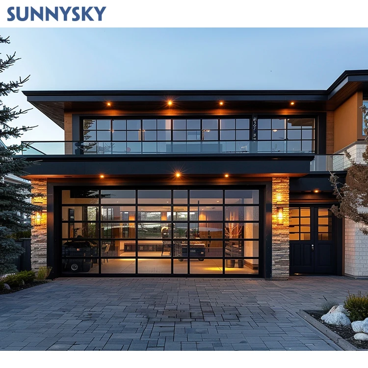 Sunnysky Custom Doors Waterproof Soundproof Roll Up Door Aluminum Glass Garage Door