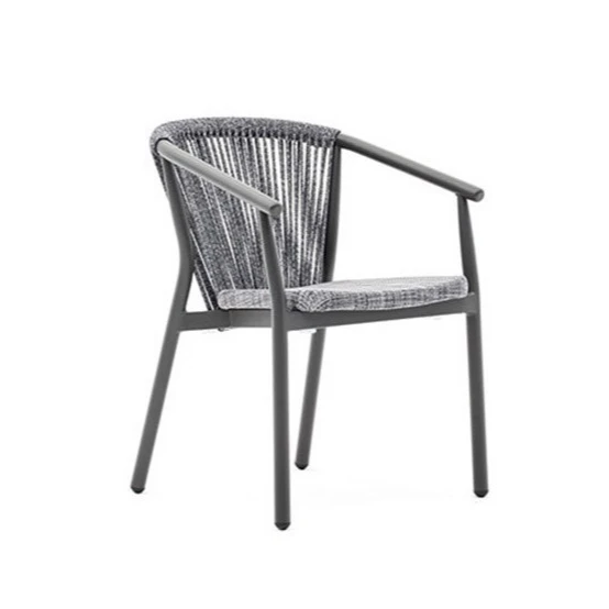 
Stackable Garden modern furniture leisure outdoor aluminum patio furniture textilener hemp rope chair & table set 