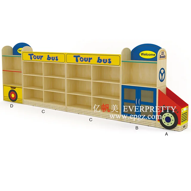 Preschool Funiture Kindergarten Kid Colorful HDF Wooden Children Toy Storage Cabinet