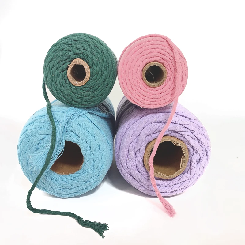 4mm colorful single Strand Macrame Cotton String For Handmade Wall Hanging Weaving Basketry